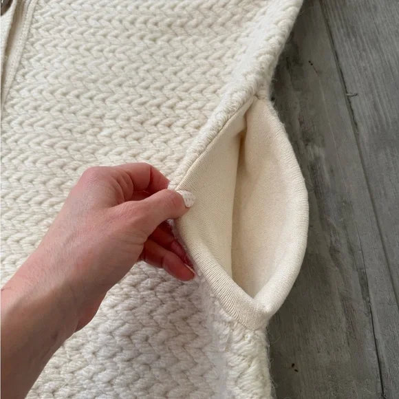 Free People Herringbone Stitch Kimono Cardigan Ivory Oversized Slouchy Small - Picture 6 of 14